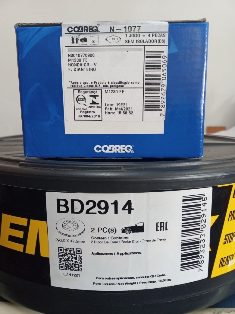 Kit Troca de Pastilhas e Discos de Freio Dianteiro Honda CRV 2.0 - Imagem 2